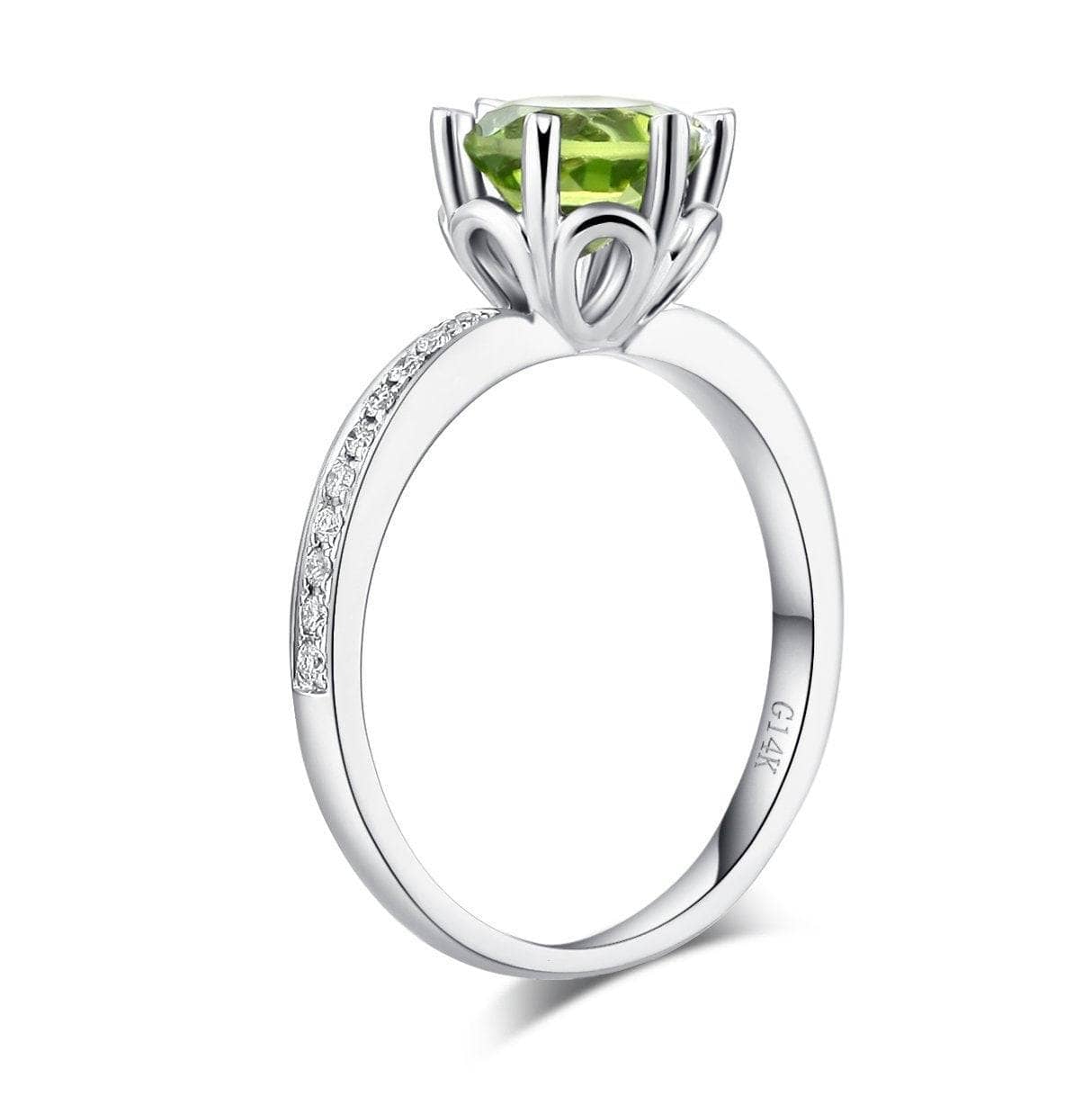 14K White Gold 1.4ct Peridot 0.14 Ct Natural Diamond Ring-Black Diamonds New York