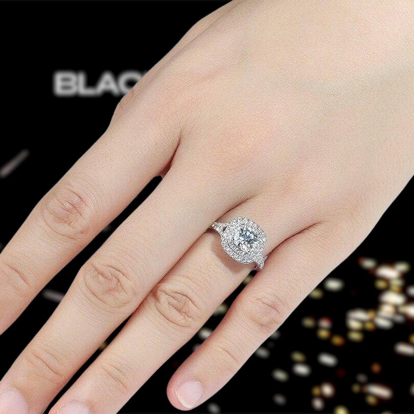 14K White Gold 1ct 6mm Cushion Cut Diamond Engagement-Black Diamonds New York