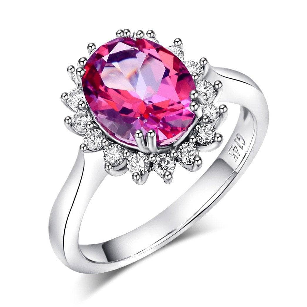 14K White Gold 2.8ct Pink Topaz 0.35ct Natural Diamond Ring-Black Diamonds New York