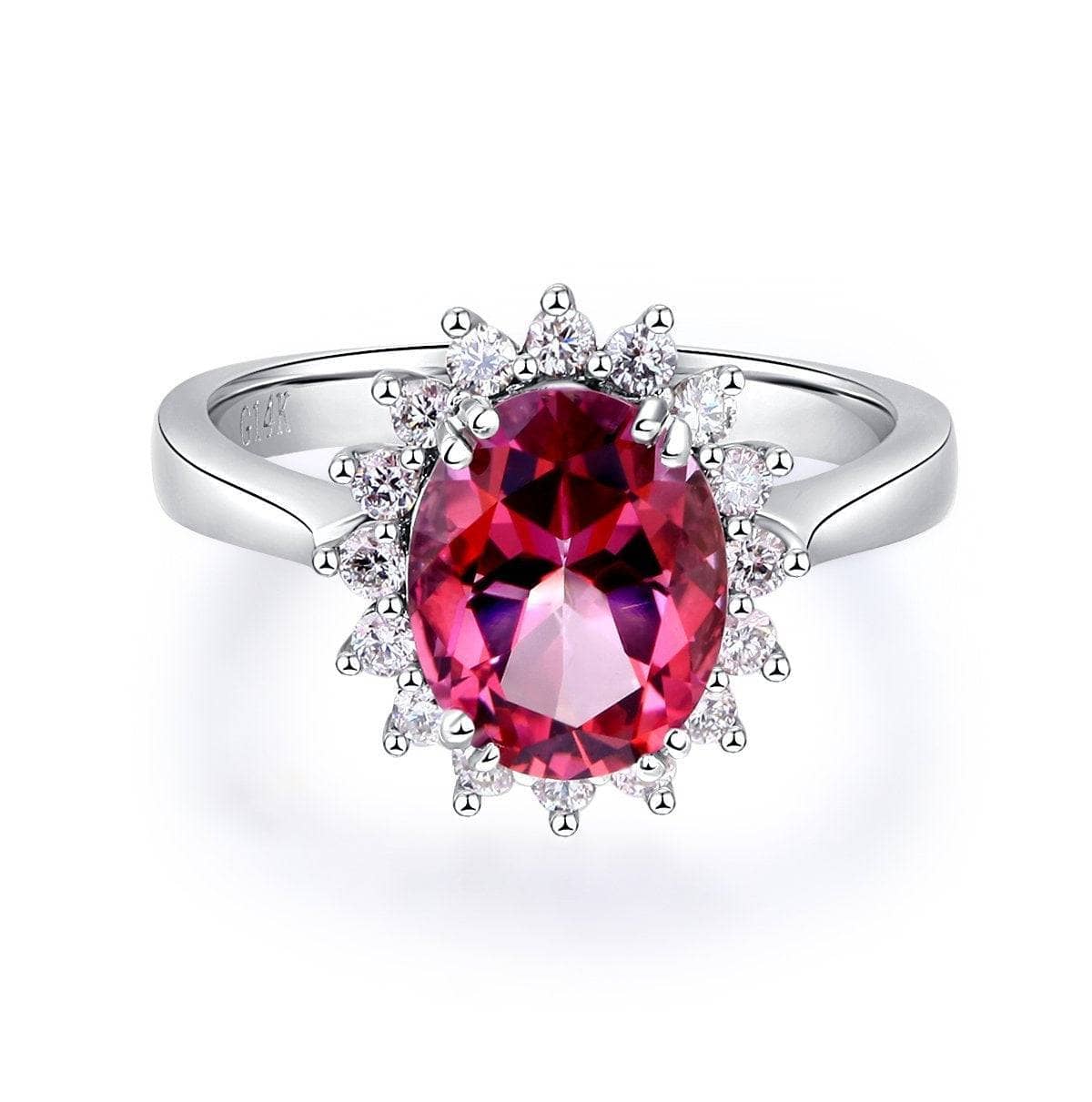 14K White Gold 2.8ct Pink Topaz 0.35ct Natural Diamond Ring-Black Diamonds New York