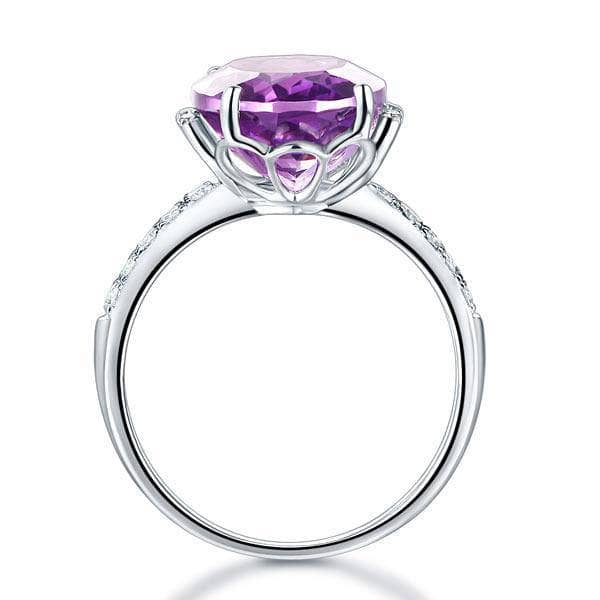 14K White Gold 5.75 Ct Oval Purple Amethyst 0.22 Ct Natural Diamond-Black Diamonds New York