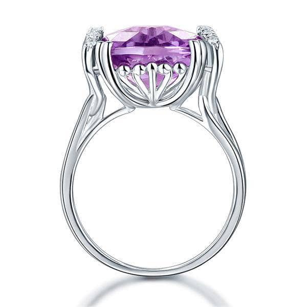 14K White Gold 6.4 Ct Cushion Purple Amethyst Diamond-Black Diamonds New York