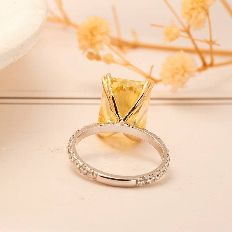 14k White Gold 8.0ct Radiant Cut Diamond Wedding Ring-Black Diamonds New York