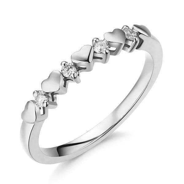 14K White Gold Bridal Heart Ring 0.11ct Natural Diamonds-Black Diamonds New York