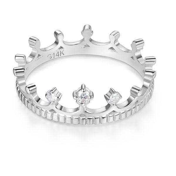 14K White Gold Crown Ring 0.04ct Natural Diamond-Black Diamonds New York