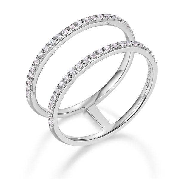 14K White Gold Double Band 0.18ct Natural Diamond-Black Diamonds New York