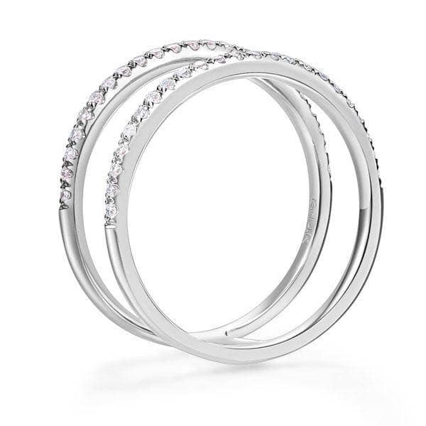 14K White Gold Double Band 0.18ct Natural Diamond-Black Diamonds New York