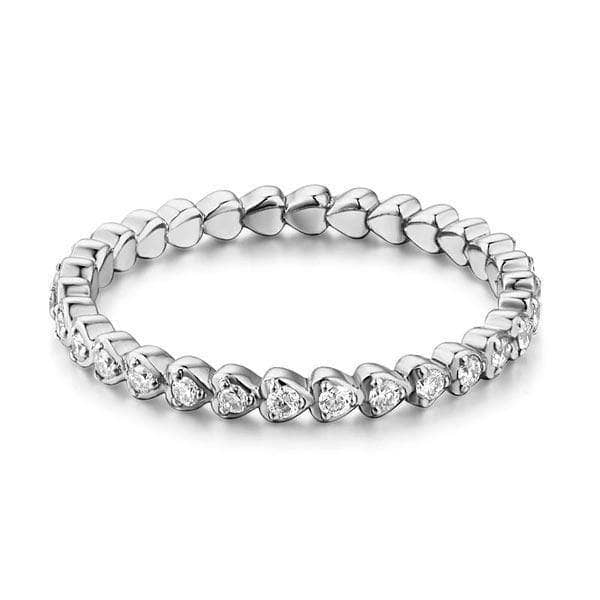 14K White Gold Heart Eternity Stacking Ring 0.33ct Natural Diamonds-Black Diamonds New York