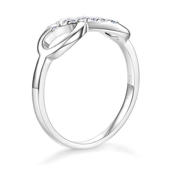 14K White Gold Infinity Ring 0.08ct Natural Diamond-Black Diamonds New York