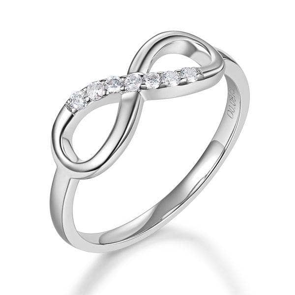 14K White Gold Infinity Ring 0.08ct Natural Diamond-Black Diamonds New York