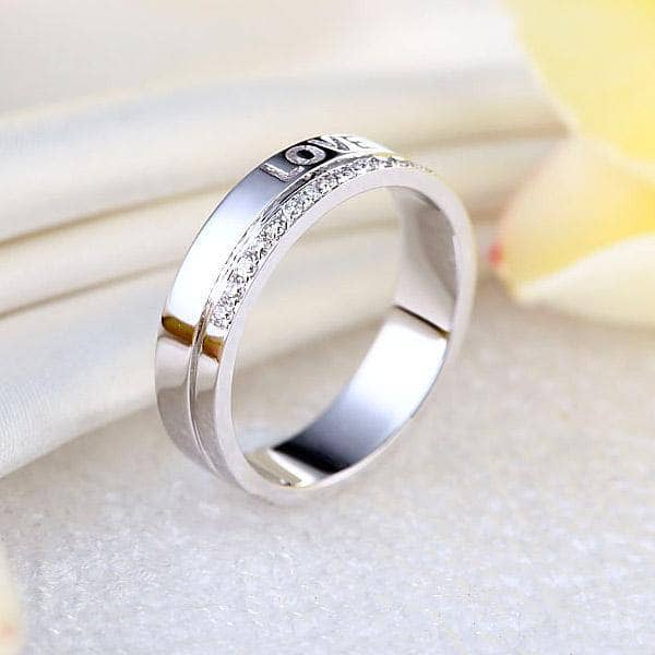 14K White Gold Love Wedding Band 0.12ct Natural Diamonds-Black Diamonds New York