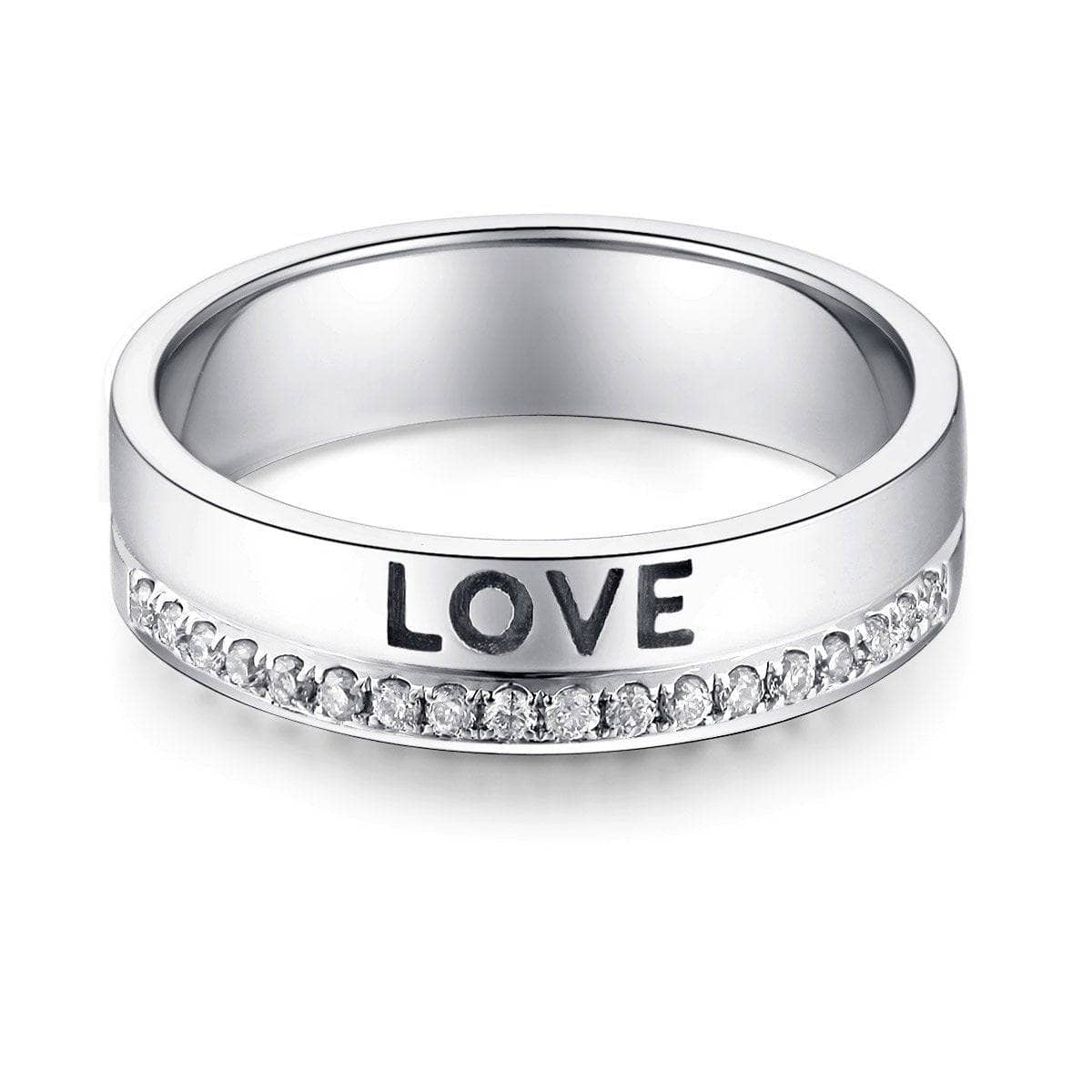 14K White Gold Love Wedding Band 0.12ct Natural Diamonds-Black Diamonds New York