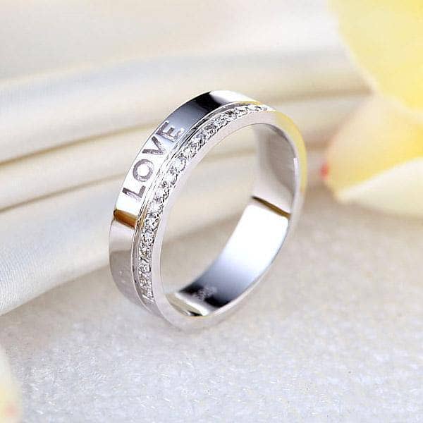 14K White Gold Love Wedding Band 0.12ct Natural Diamonds-Black Diamonds New York