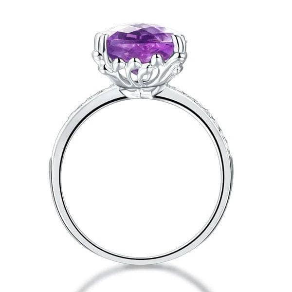 14K White Gold Purple Cushion Amethyst Natural Diamond-Black Diamonds New York