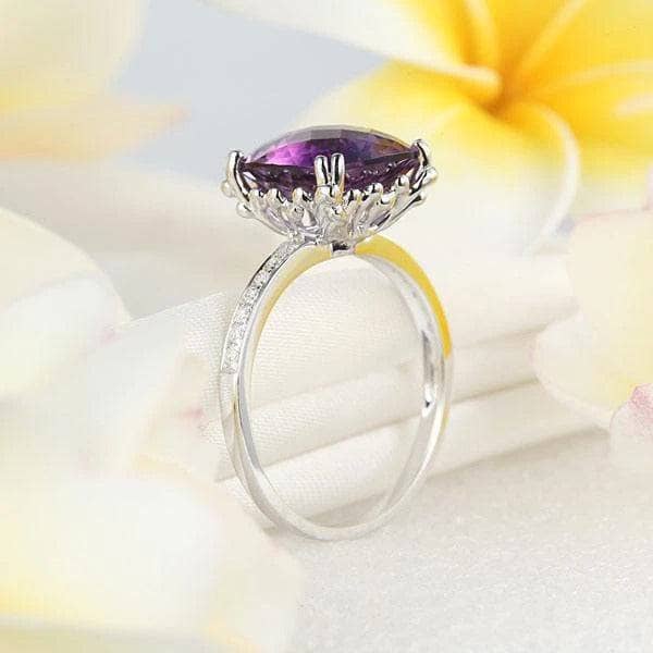 14K White Gold Purple Cushion Amethyst Natural Diamond-Black Diamonds New York