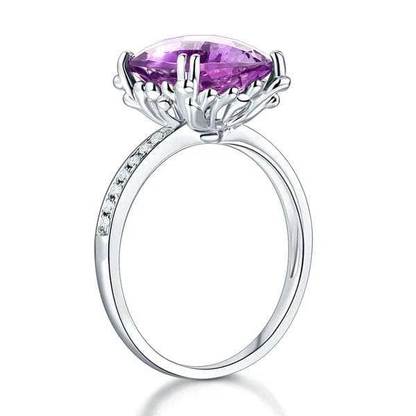 14K White Gold Purple Cushion Amethyst Natural Diamond-Black Diamonds New York