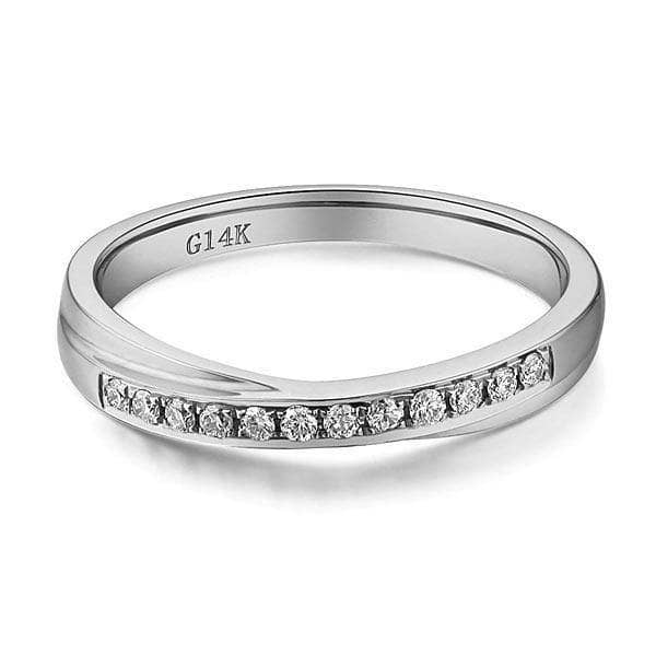 14K White Gold Women Wedding Band 0.14ct Natural Diamonds-Black Diamonds New York