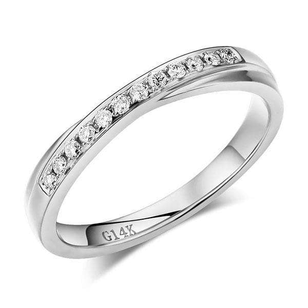 14K White Gold Women Wedding Band 0.14ct Natural Diamonds-Black Diamonds New York