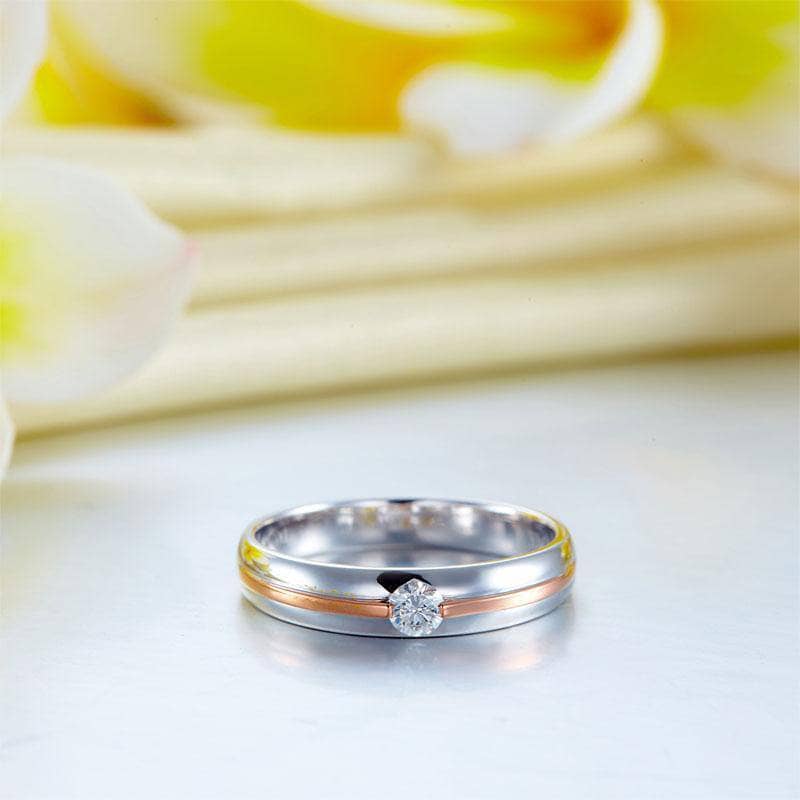 14K White, Rose Gold Wedding Band Natural Diamond-Black Diamonds New York