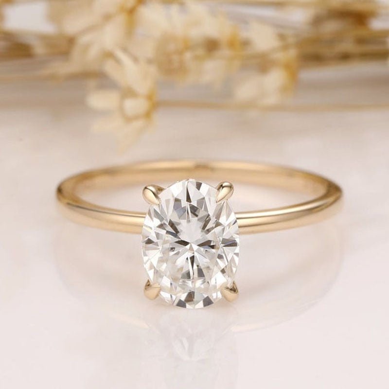 14K Yellow Gold 1.5ct Oval Cut Diamond Halo Engagement Ring-Black Diamonds New York