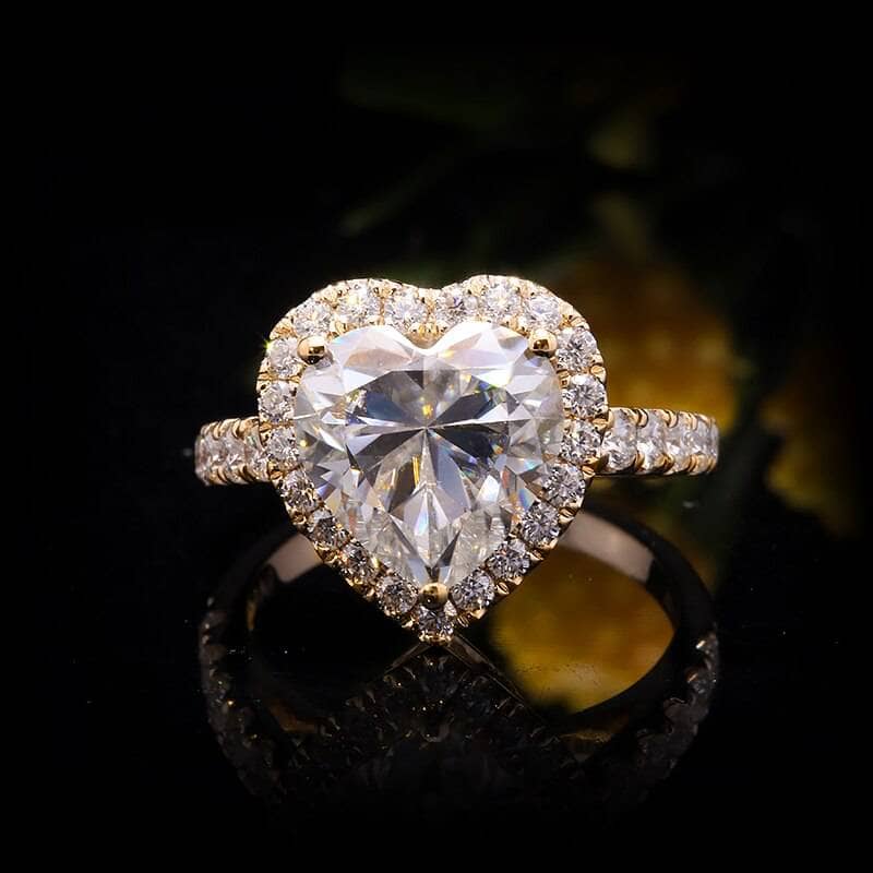 14K White Gold and heart Shaped Diamond Engagement Ring