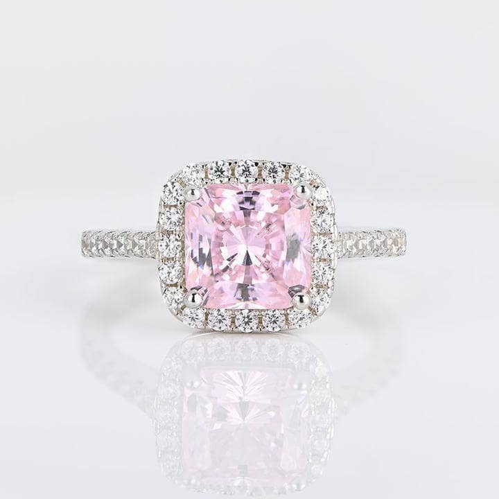 1.5 Carat Cushion Cut Pink Halo Engagement Ring-Black Diamonds New York