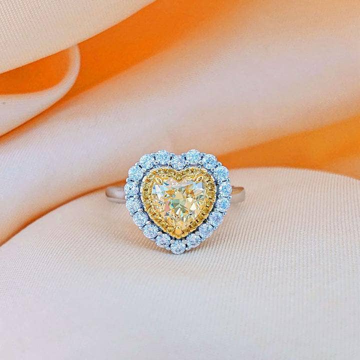 1.5 Carat Halo Heart Shaped Yellow Sapphire Engagement Ring-Black Diamonds New York