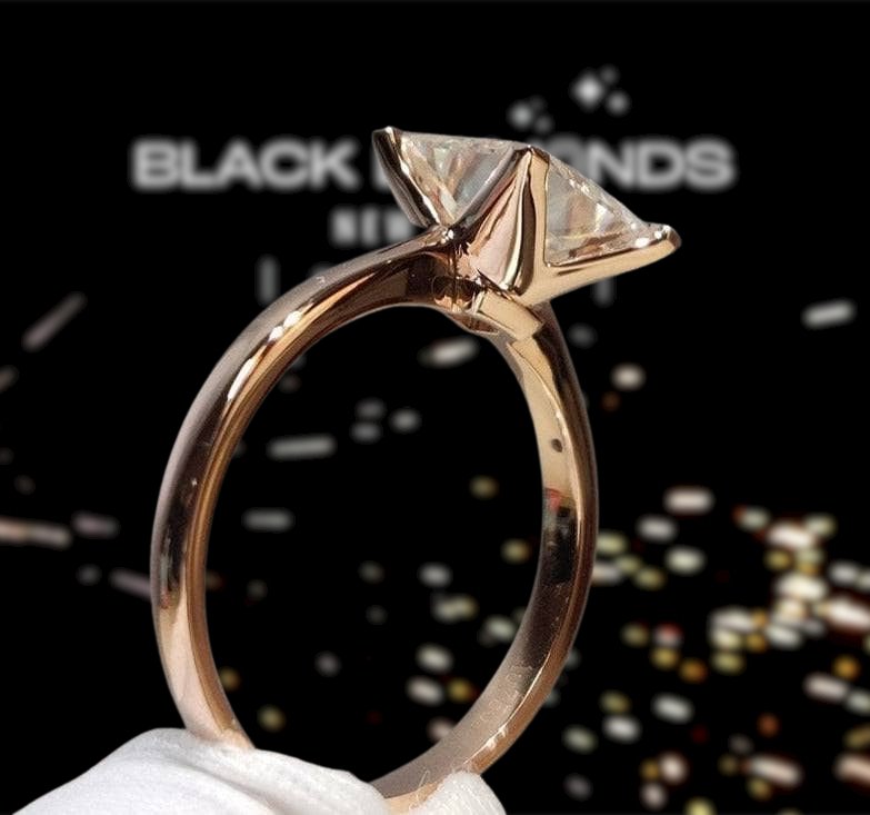 18K Rose Gold Princess Cut 2ct 7*7mm Diamond Engagement Ring-Black Diamonds New York