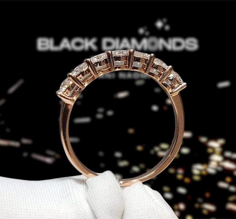 18K Rose Gold Round Cut 0.7 Carat 7 Pcs Diamond Band-Black Diamonds New York