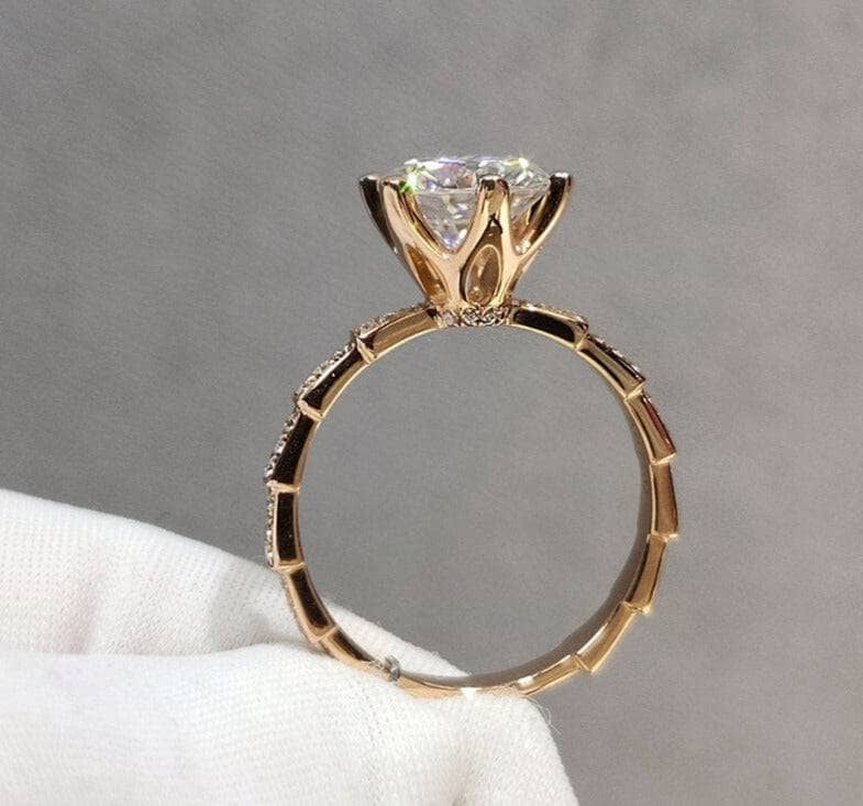 18K Rose Gold Round Cut 2 Carat Diamond Engagement Ring-Black Diamonds New York