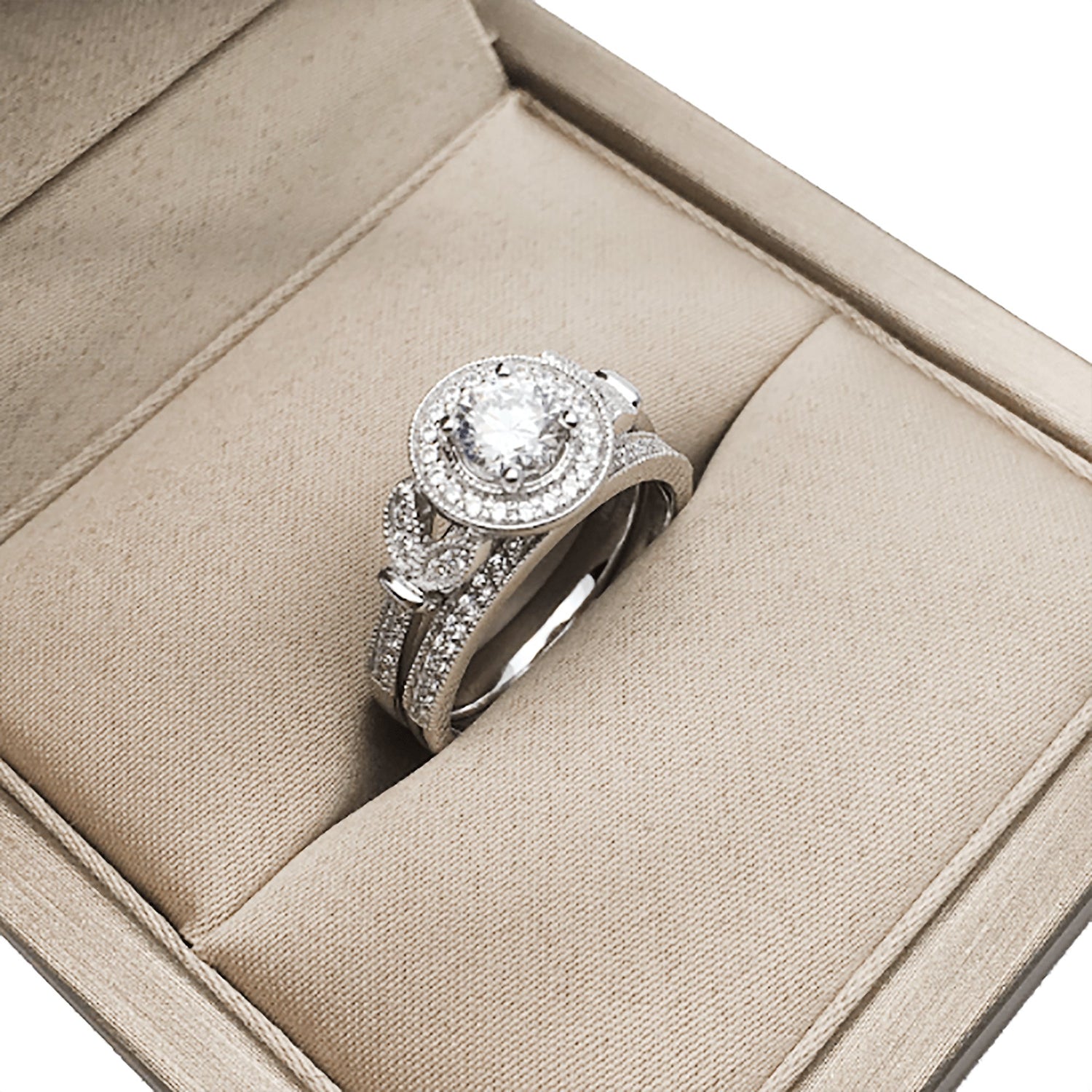 18k Round Cut Diamond Elegant Vintage Design Engagement Ring-Black Diamonds New York