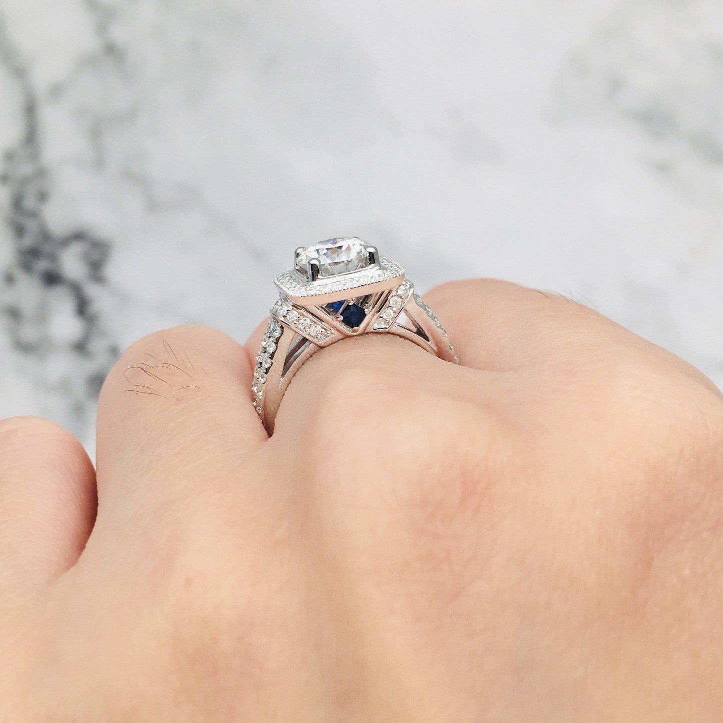 18k Round Cut Diamond Minimalist Engagement Ring-Black Diamonds New York