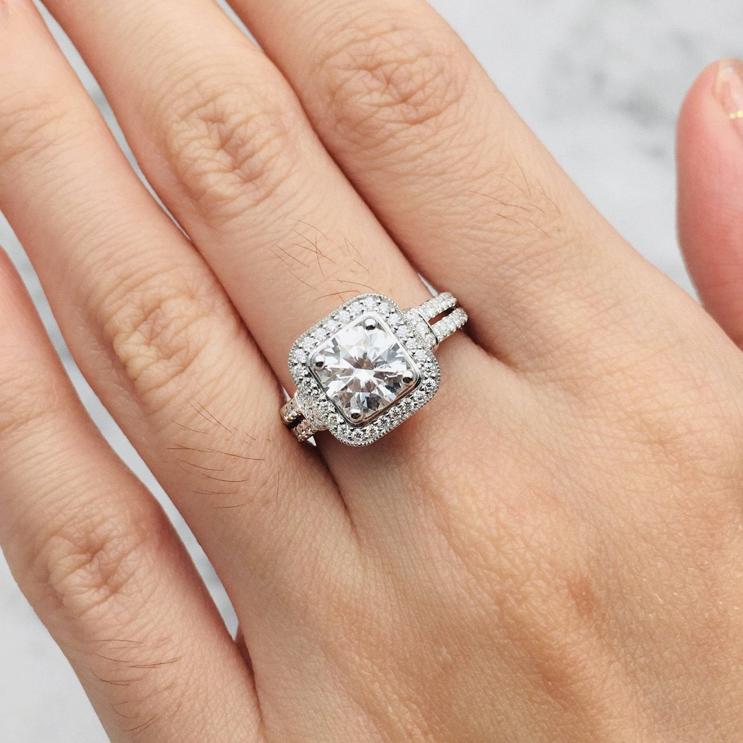 18k Round Cut Diamond Minimalist Engagement Ring-Black Diamonds New York