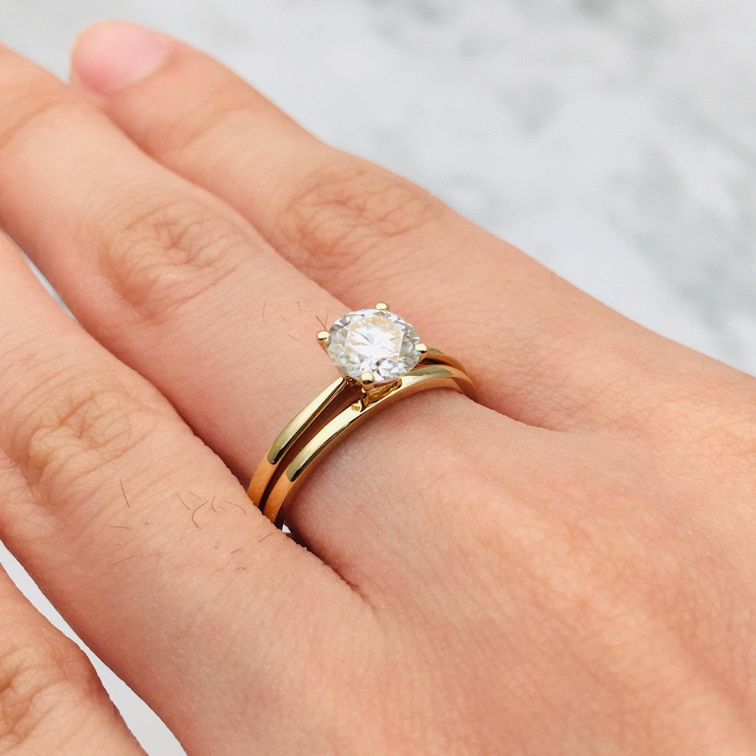 18k Round Cut Diamond Solid Gold Engagement Ring-Black Diamonds New York