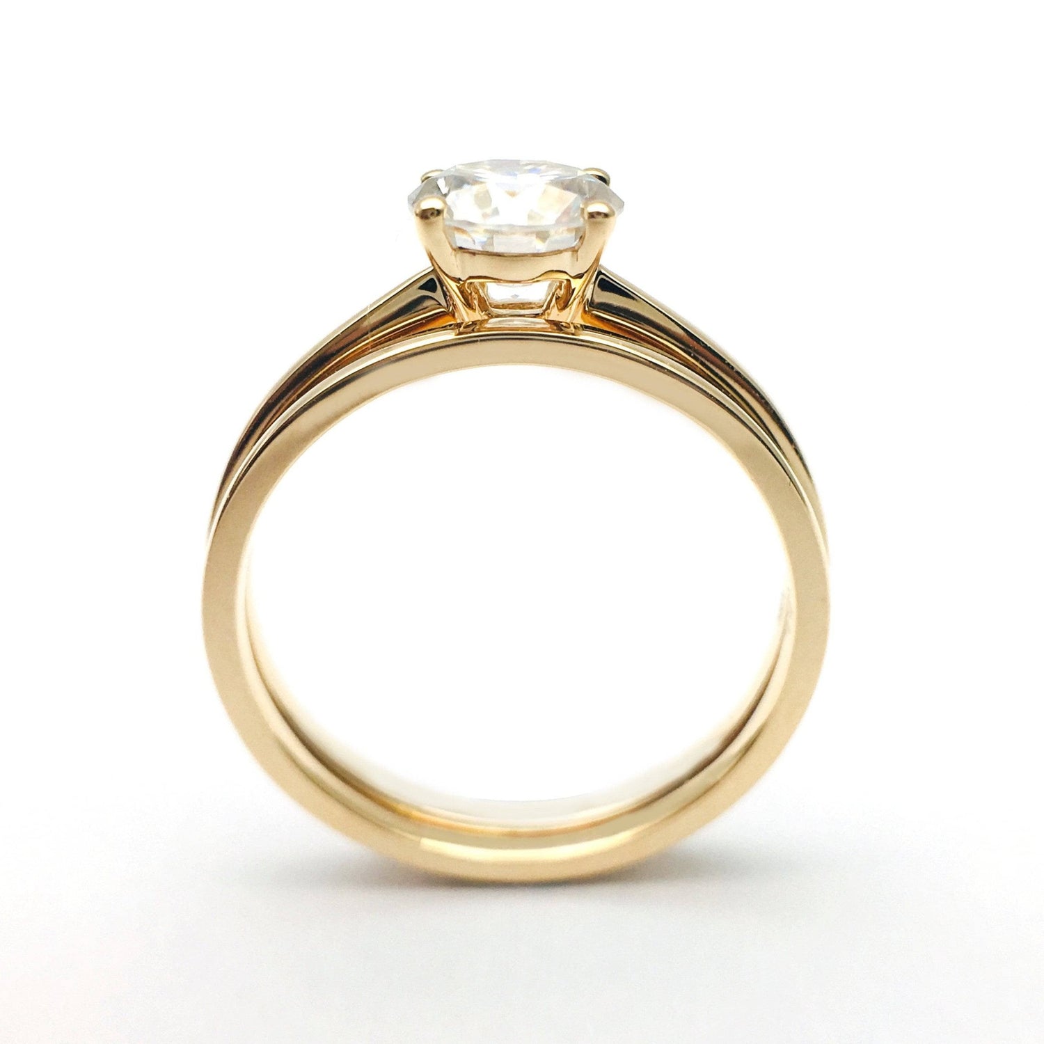 18k Round Cut Diamond Solid Gold Engagement Ring-Black Diamonds New York