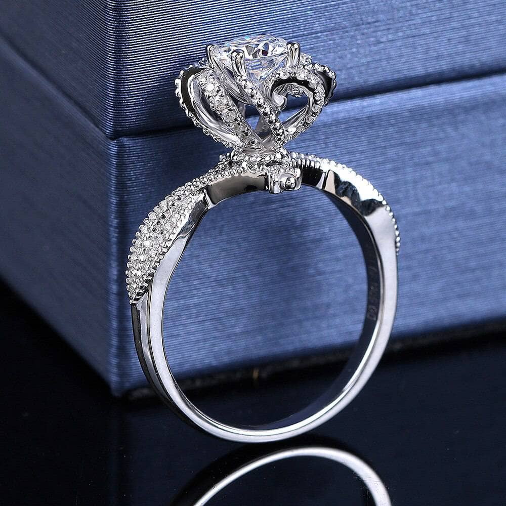 18k White Gold 1ct 6.5mm Round Cut Diamond Wedding Ring-Black Diamonds New York