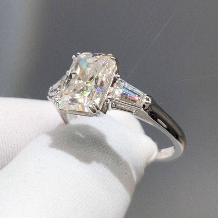 18k White Gold 3.0ct Radiant Cut Diamond Engagement Ring-Black Diamonds New York