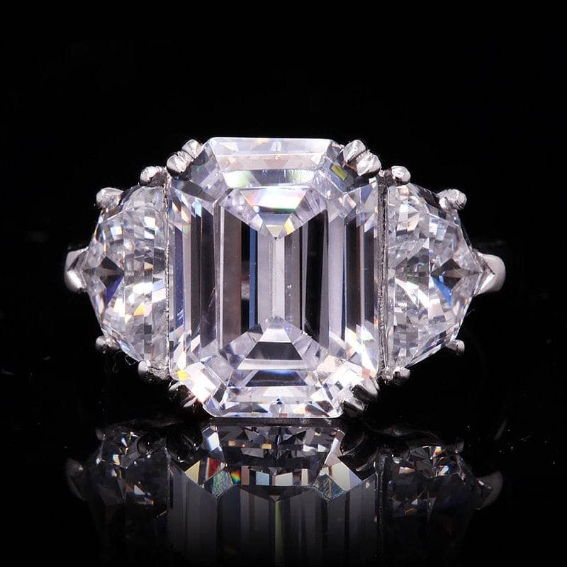 18K White Gold 5ct Emerald Cut Diamond Engagement Ring-Black Diamonds New York
