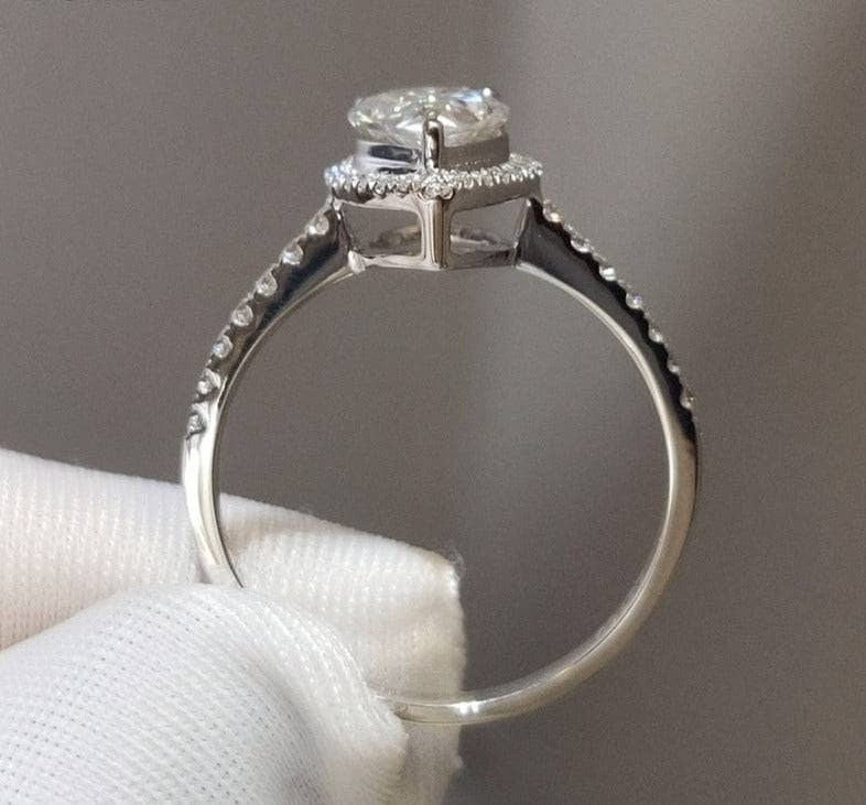 18K White Gold Pear Cut 1 Carat Diamond Water Drop Engagement Ring-Black Diamonds New York