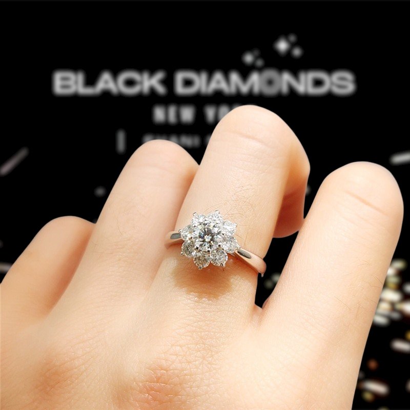 1CT Marquise Cut Moissanite Diamond Sun Flower Ring with popular 18K Solid White Gold Gift For Her