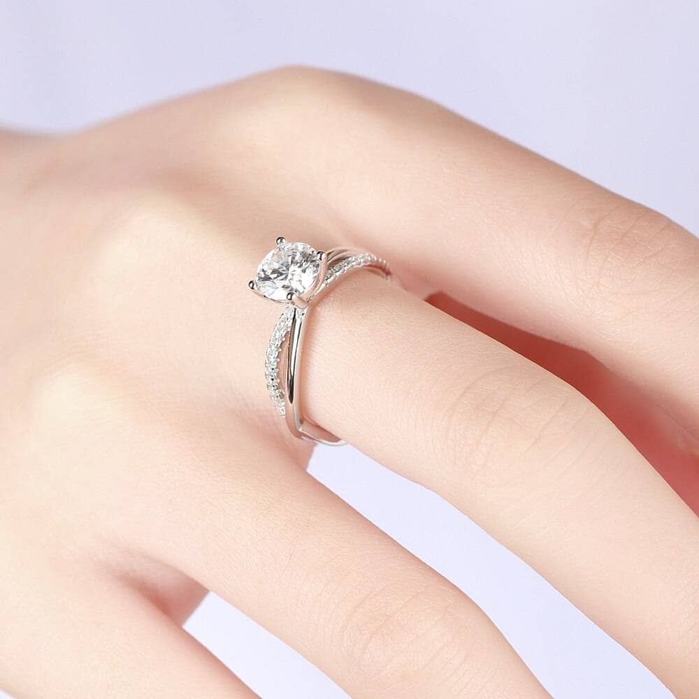 1ct 6.5mm Round Cut Diamond Halo Twist Band Engagement Ring-Black Diamonds New York