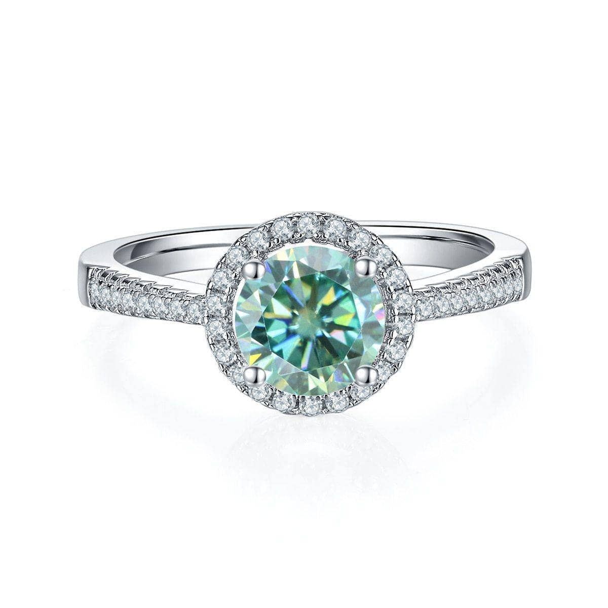 1ct Classic Round Halo Green Diamond Twinkle Ring-Black Diamonds New York