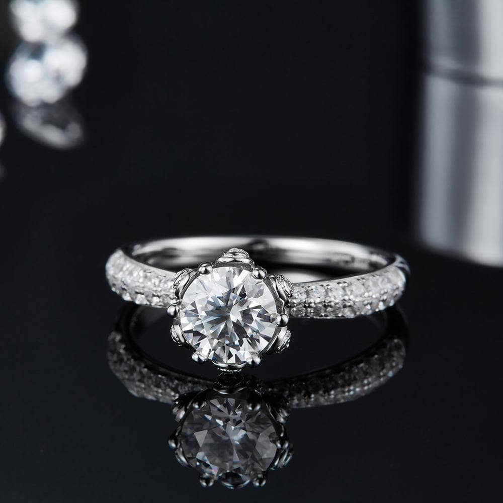 1ct D Color Diamond Vintage Engagement Ring-Black Diamonds New York