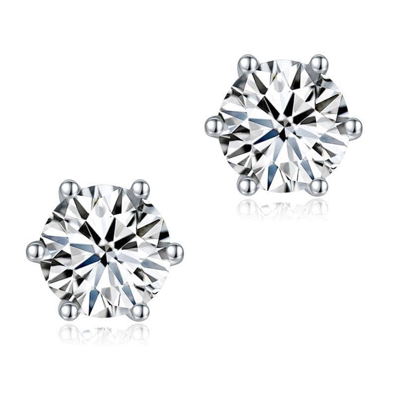 1ct Diamond 6 Claws Stud Earrings-Black Diamonds New York