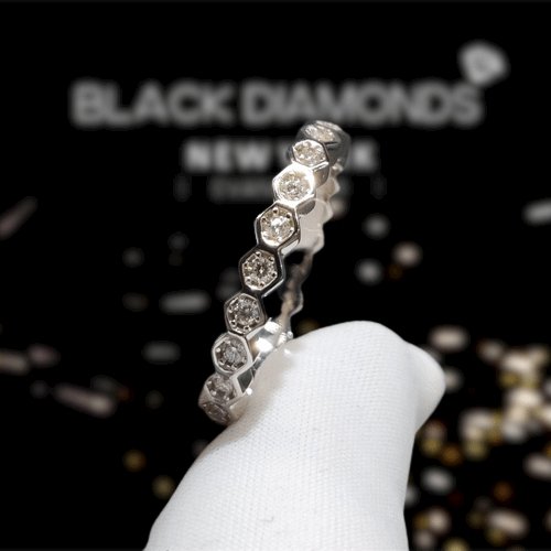 1ct Round Cut D Color Diamond Honeycomb Shape Wedding Band-Black Diamonds New York