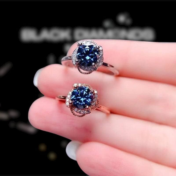 Blue diamond rose gold ring online