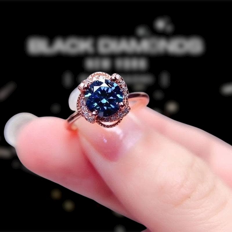 1ct Black diamond ring. Size online 8