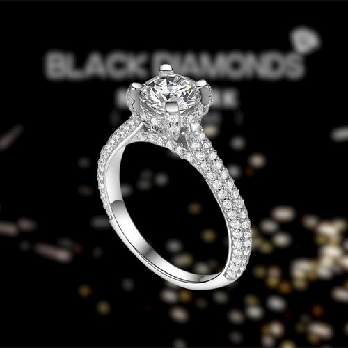 1ct Round Cut VVS1 D Color Diamond Engagement Ring-Black Diamonds New York