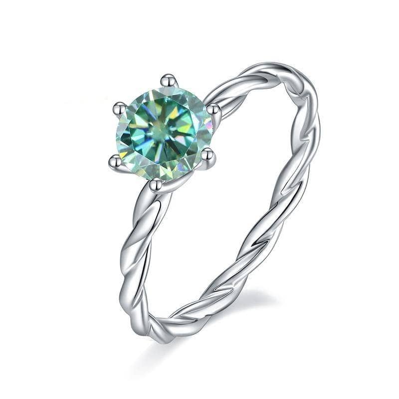 1Ct Round Green Diamond Woven Engagement Ring-Black Diamonds New York