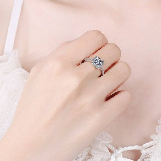 1ct Square Sparkling Diamond Engagement Ring-Black Diamonds New York